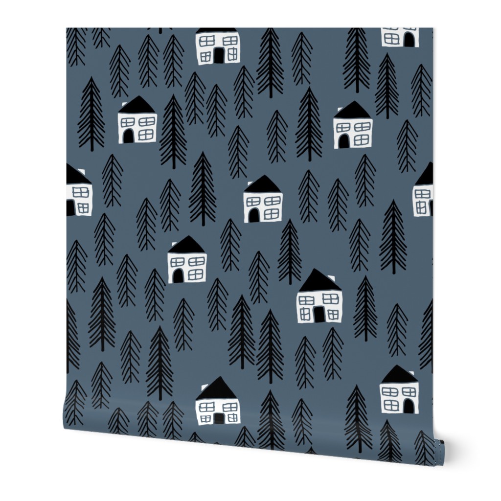 cabin // forest trees blue kids nursery baby outdoors 