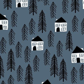 cabin // forest trees blue kids nursery baby outdoors 