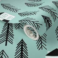 cabin // mint forest trees kids nursery baby black and white outdoors camping