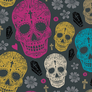 skulls and flowers