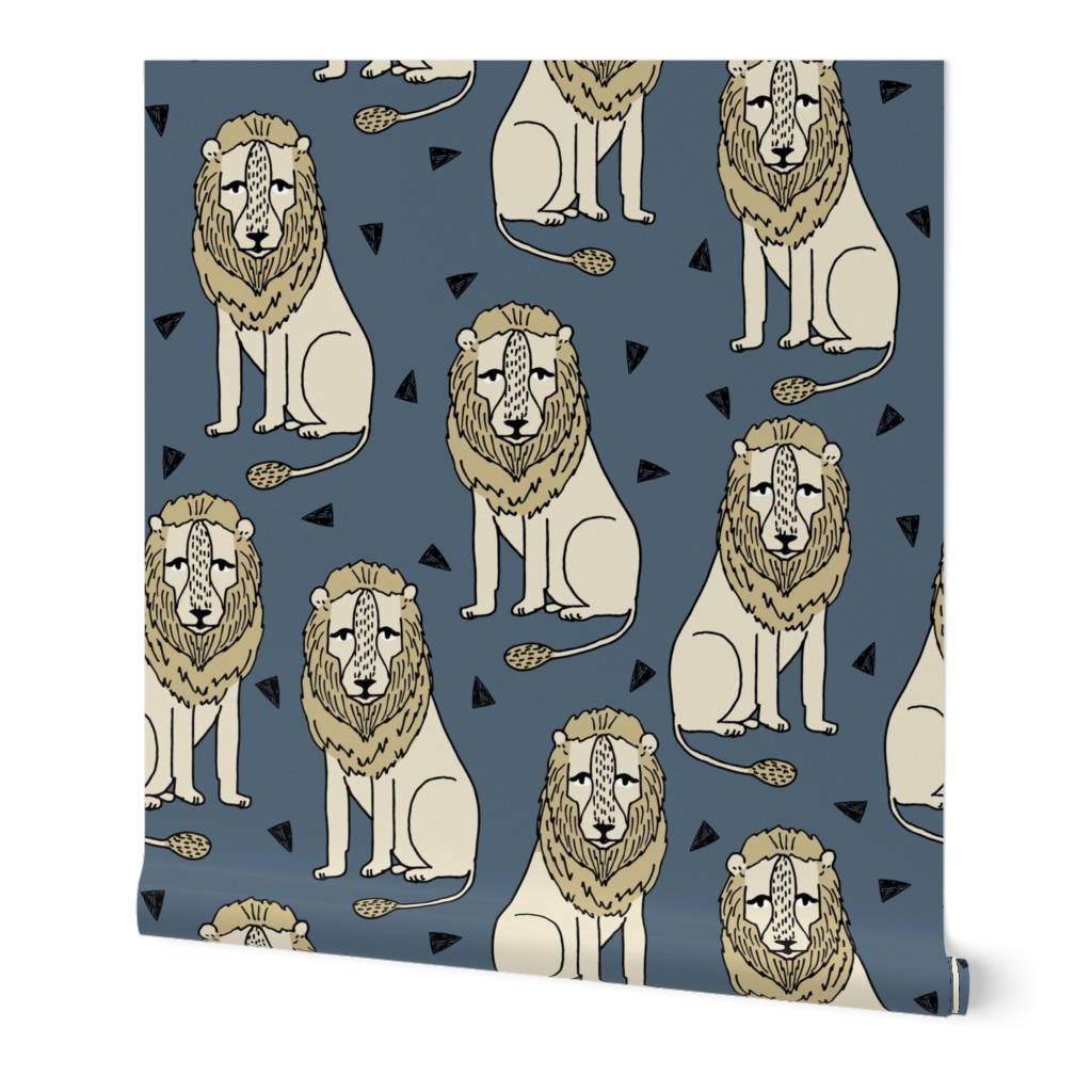 lion // lion safari lions kids safari zoo boys blue and yellow kids zoo nursery baby boy