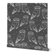 owl // charcoal grey owl illustration featuring sweet little owls hand-drawn by Andrea Lauren