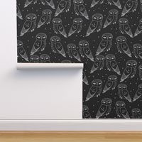 owls // black and white owls hand-drawn owl illustration featuring cute little owl design