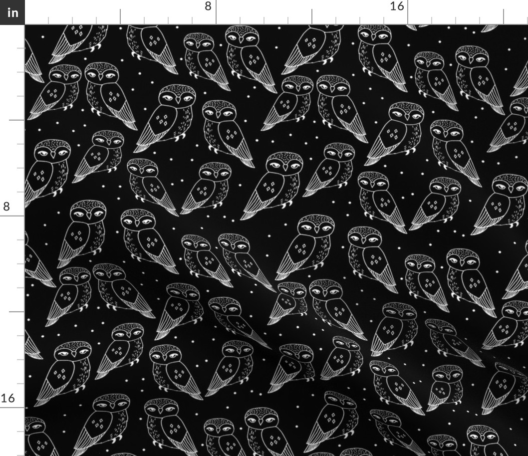 owls // black and white owls hand-drawn owl illustration featuring cute little owl design