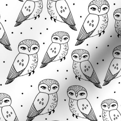 owls // black and white owls hand-drawn simple owl design by Andrea Lauren