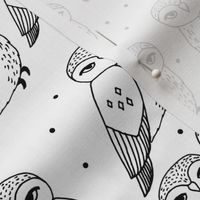 owls // black and white owls hand-drawn simple owl design by Andrea Lauren