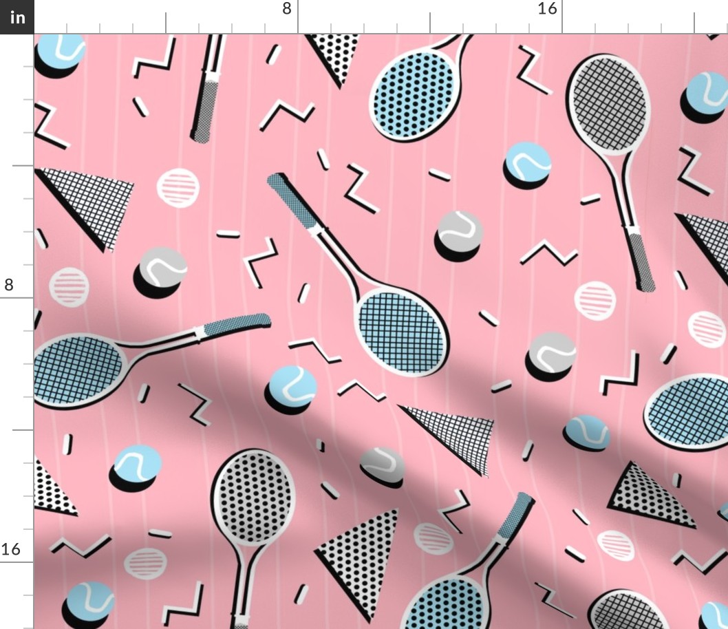 80s Tennis Lesson - Pink background by Andrea Lauren