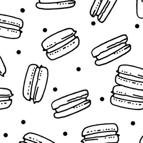 macaron // sweet fabric sweets black and white bakery tea and coffee french macaron fabric