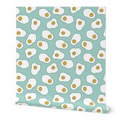 eggs // mint egg print breakfast food eggs and bacon egg fried egg 