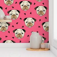 Pugs - French Rose by Andrea Lauren 
