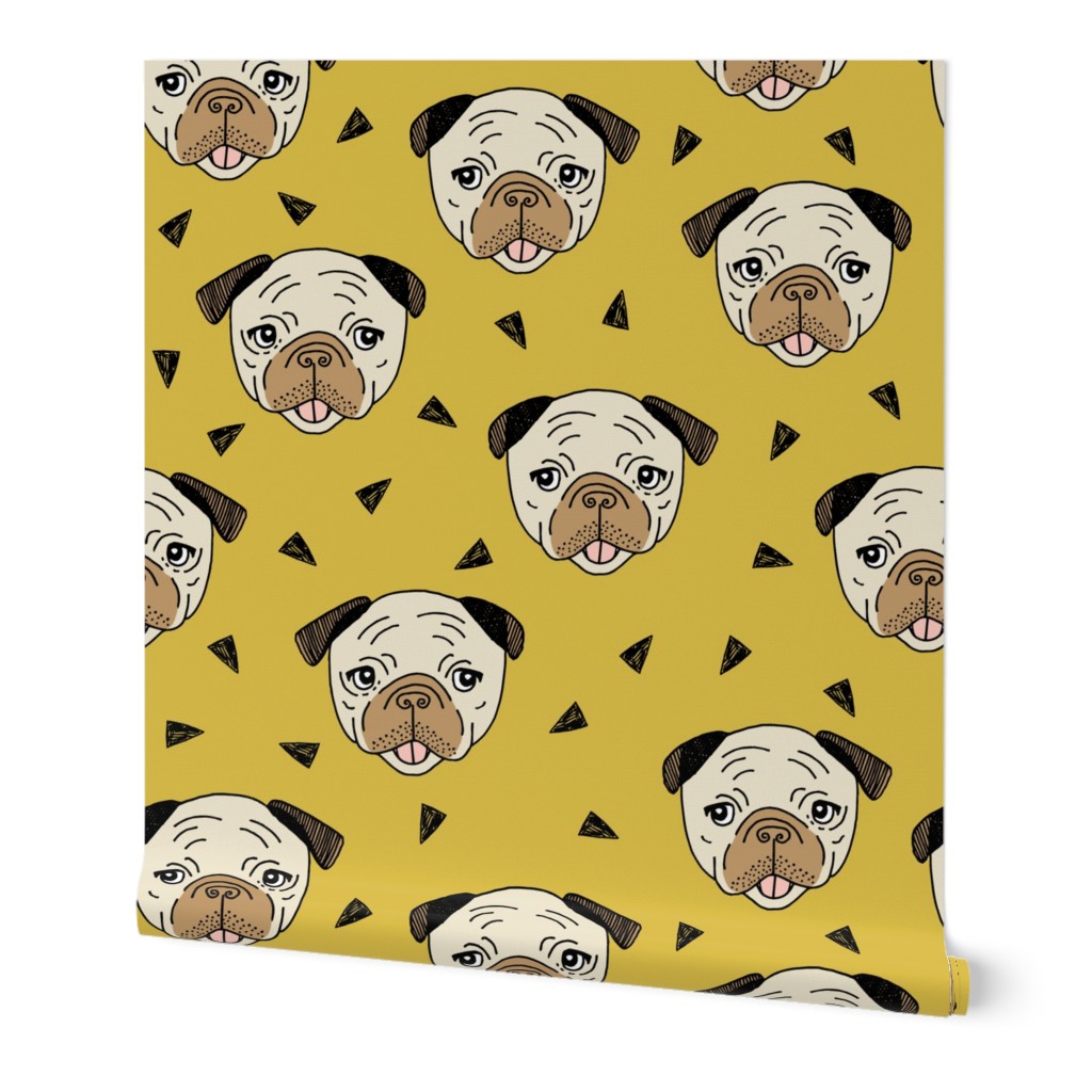 Pugs - Mustard by Andrea Lauren 