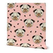 Pugs - Pale Pink by Andrea Lauren 