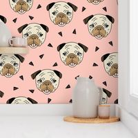 Pugs - Pale Pink by Andrea Lauren 