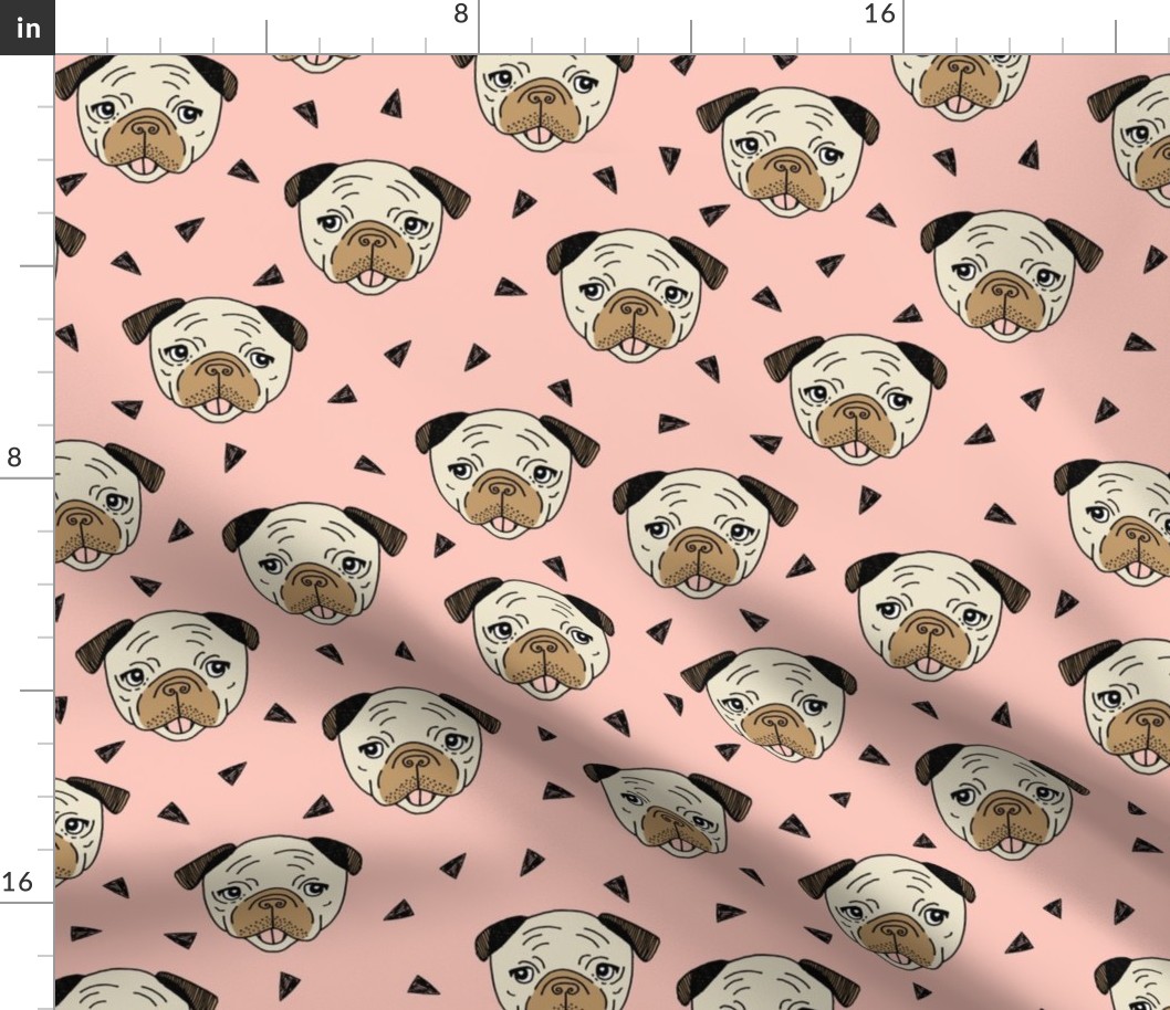 Pugs - Pale Pink by Andrea Lauren 