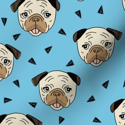 Pugs - Soft Blue by Andrea Lauren 