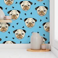 Pugs - Soft Blue by Andrea Lauren 