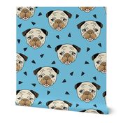 Pugs - Soft Blue by Andrea Lauren 