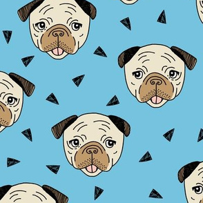 Pugs - Soft Blue by Andrea Lauren 