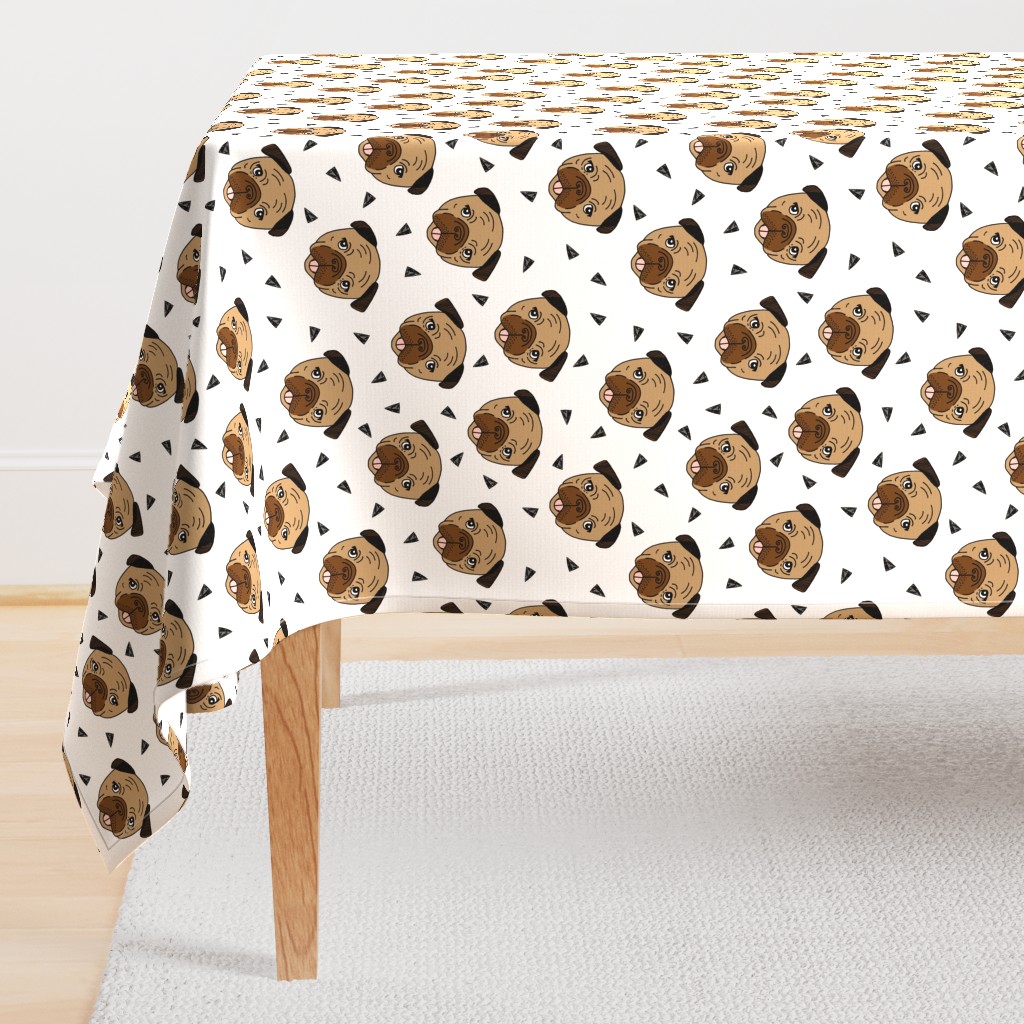 Pugs fabric // dog dogs - Brown by Andrea Lauren 