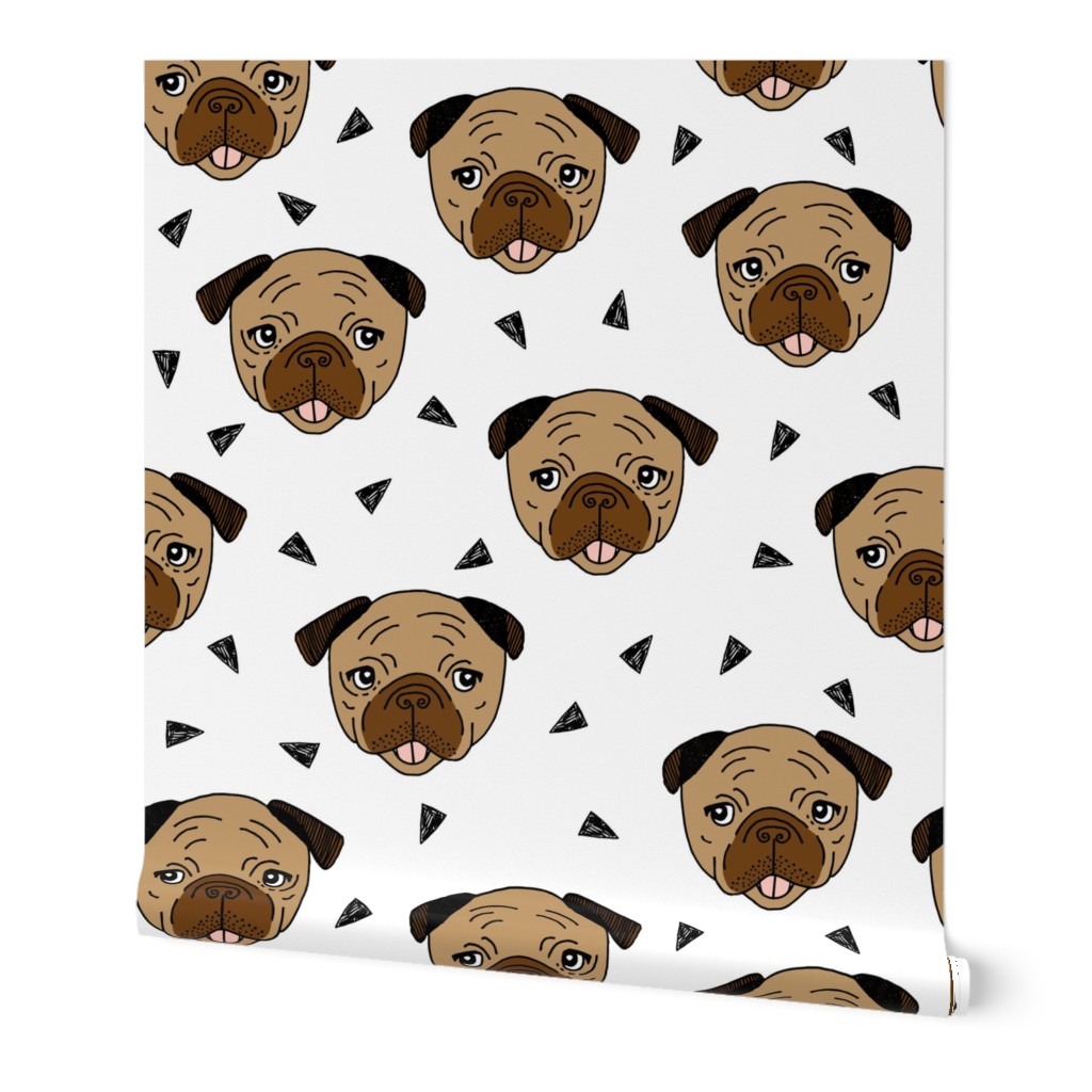 Pugs fabric // dog dogs - Brown by Andrea Lauren 