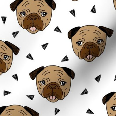 Pugs fabric // dog dogs - Brown by Andrea Lauren 