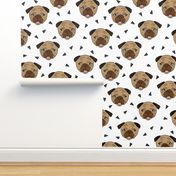 Pugs fabric // dog dogs - Brown by Andrea Lauren 