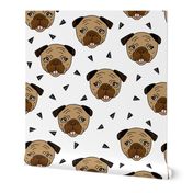 Pugs fabric // dog dogs - Brown by Andrea Lauren 