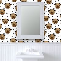 Pugs fabric // dog dogs - Brown by Andrea Lauren 