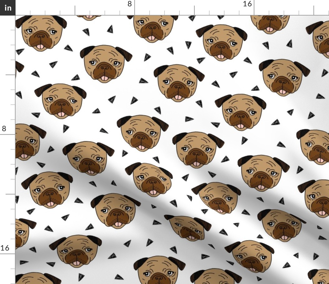 Pugs fabric // dog dogs - Brown by Andrea Lauren 