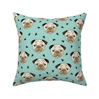 Pugs - Pale Turquoise by Andrea Lauren 