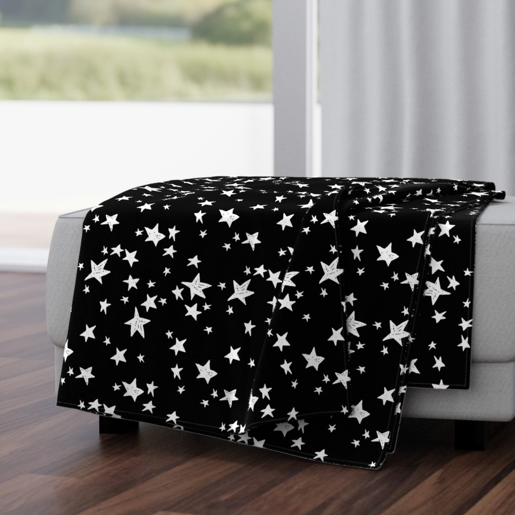 stars // black and white star fabric nursery baby scandi design andrea lauren fabric design