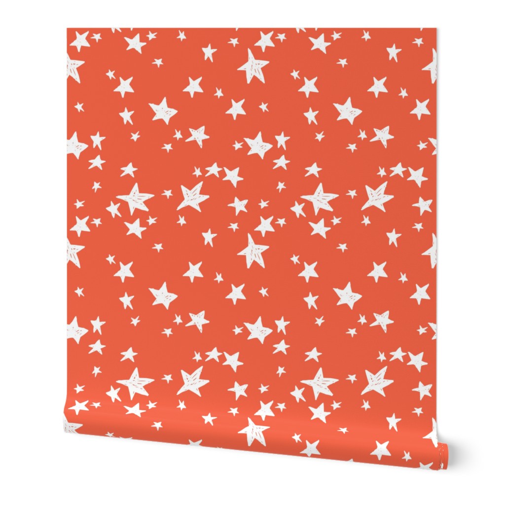 stars // coral orange star fabric by andrea lauren design