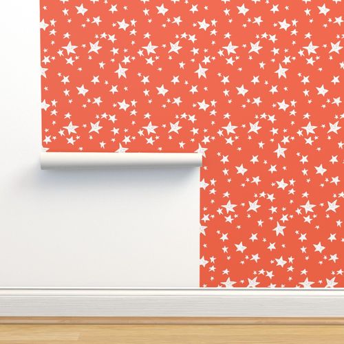 stars // coral orange star fabric by andrea lauren design