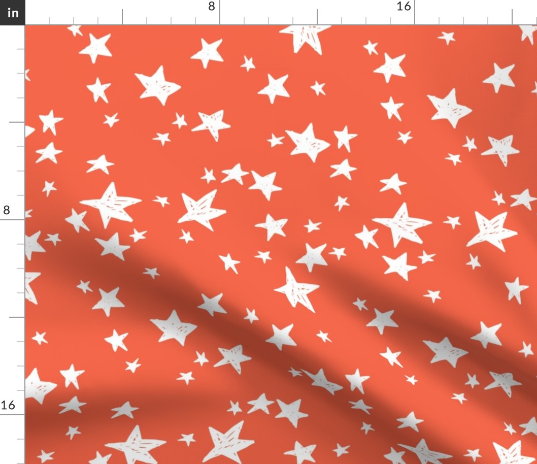 stars // coral orange star fabric by andrea lauren design
