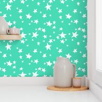 stars // light jade star fabric bright neon green design baby fabric