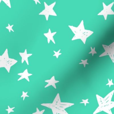 stars // light jade star fabric bright neon green design baby fabric