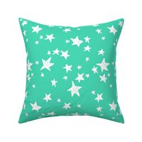 stars // light jade star fabric bright neon green design baby fabric