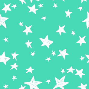 stars // light jade star fabric bright neon green design baby fabric