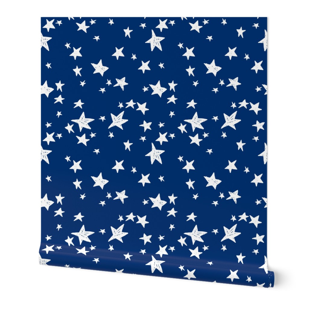 stars // navy blue star fabric night sky stars fabric by andrea lauren