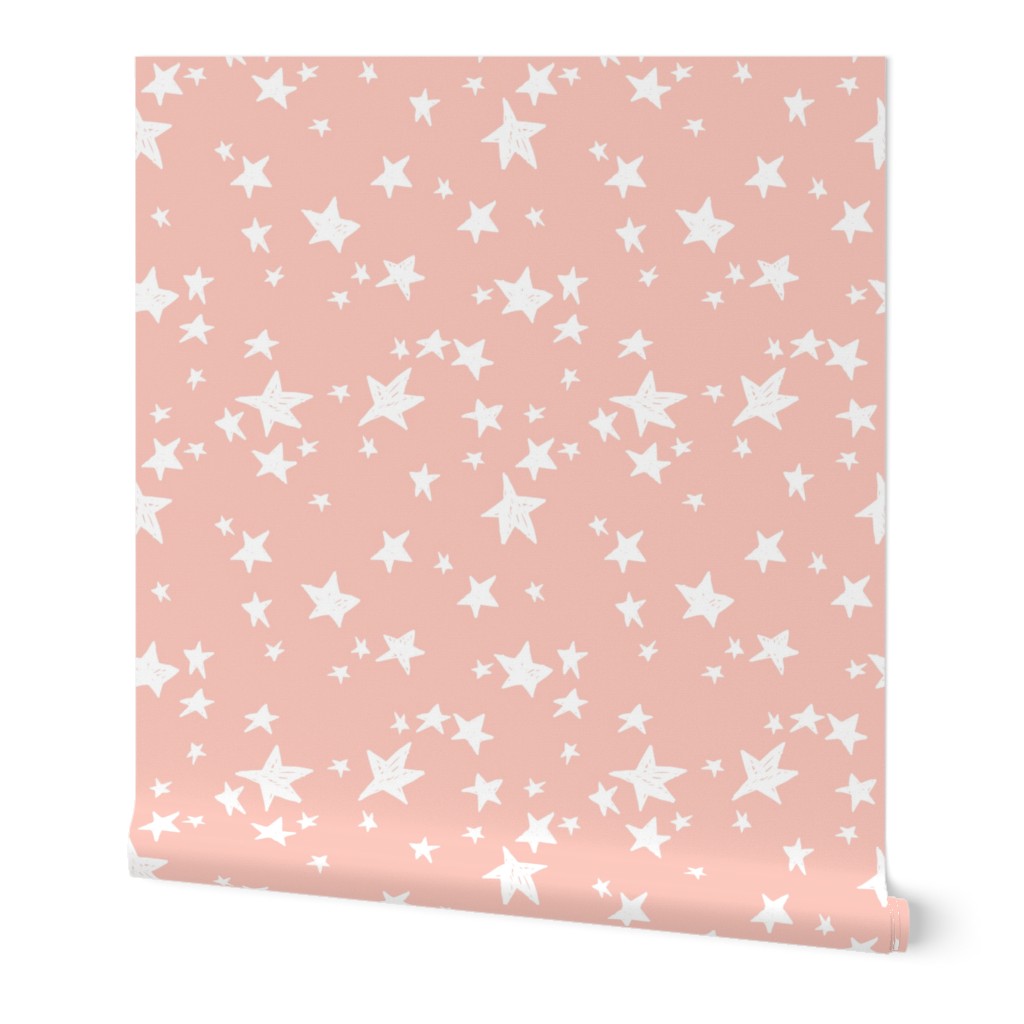 stars // pale pink baby nursery fabric peachy pink design andrea lauren fabric