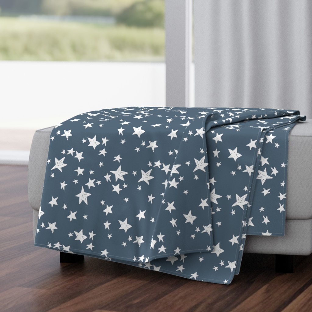 stars // payne's gray blue-grey star fabric nursery boys design star fabric