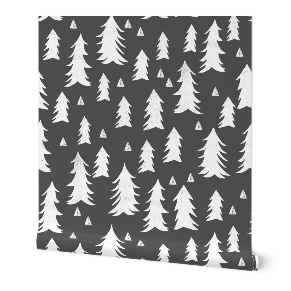 tree // trees forest trees charcoal sweet trees grey kids nursery baby