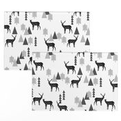 Geo Forest Deer - White and Black by Andrea Lauren 