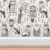 owl // black and white geometric hand-drawn illustration by Andrea Lauren