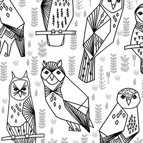 owl // black and white geometric hand-drawn illustration by Andrea Lauren
