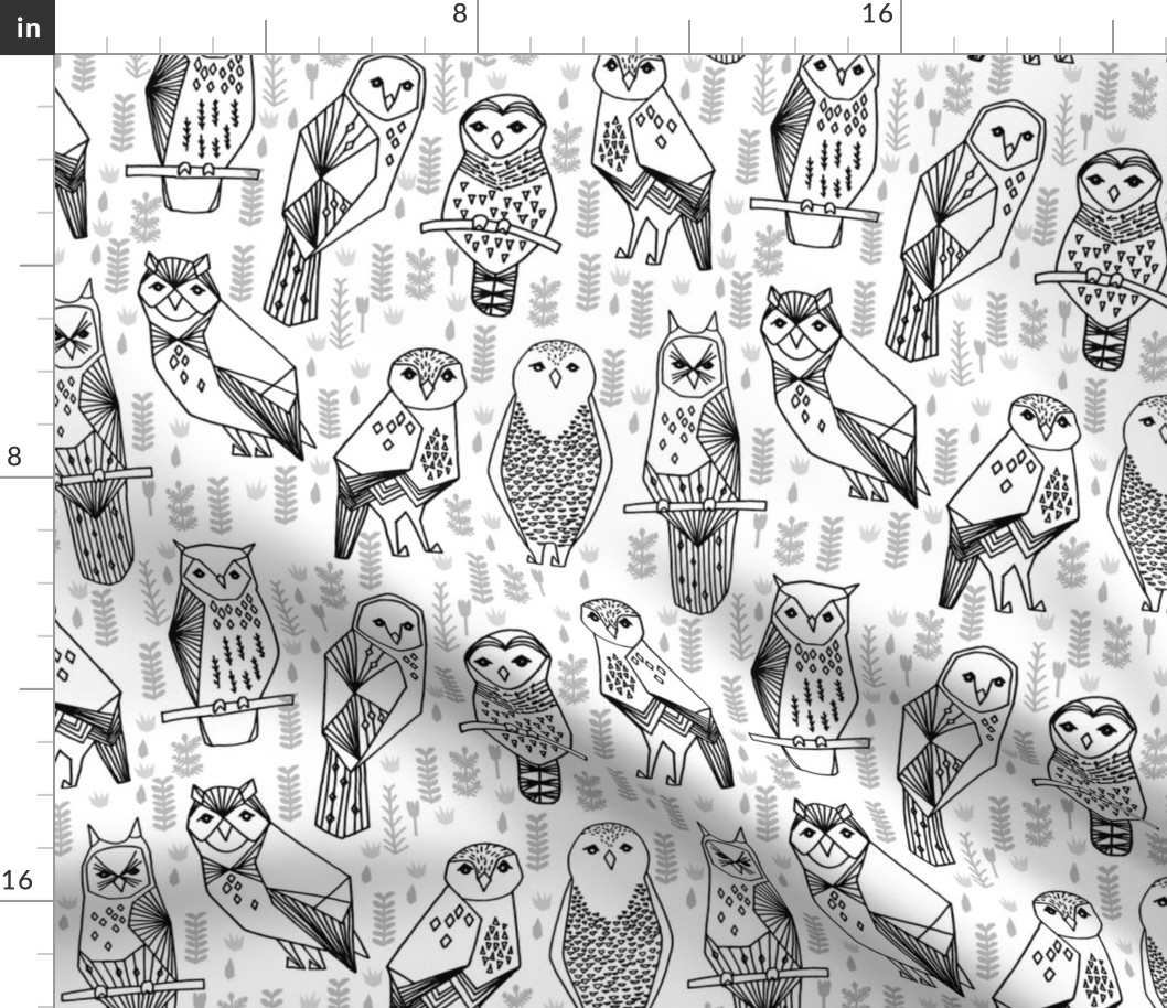 owl // black and white geometric hand-drawn illustration by Andrea Lauren