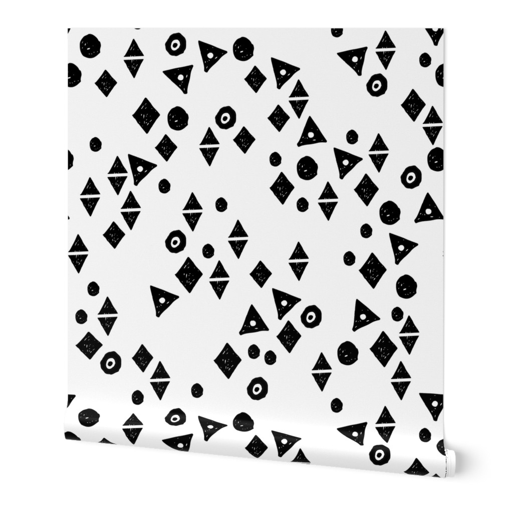 Black & White Shapes - White background by Andrea Lauren