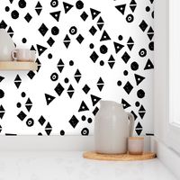 Black & White Shapes - White background by Andrea Lauren