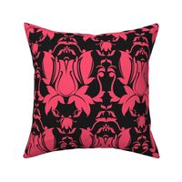 Hollywood Damask Pink on Charcoal