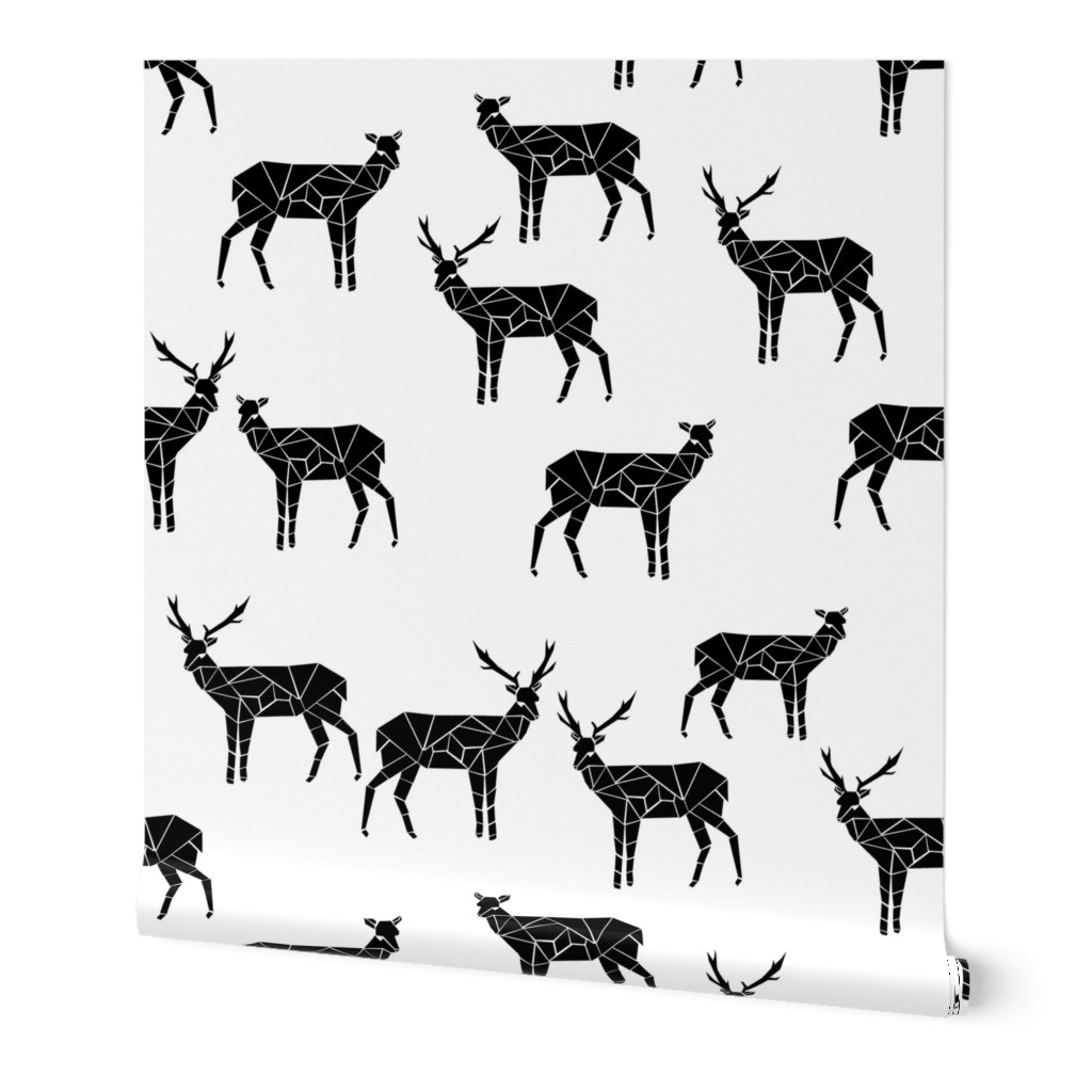 deer // black and white deer fabric andrea lauren nursery design animals baby nursery fabric